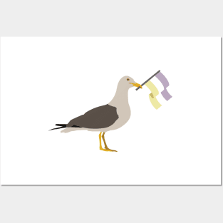 Seagull Holding Twink Pride Flag Posters and Art